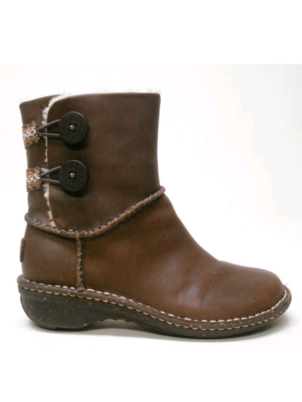 UGG Boots Women's Lillie Snow Brown Leather Round Toe Comfort Ankle Top Size 10